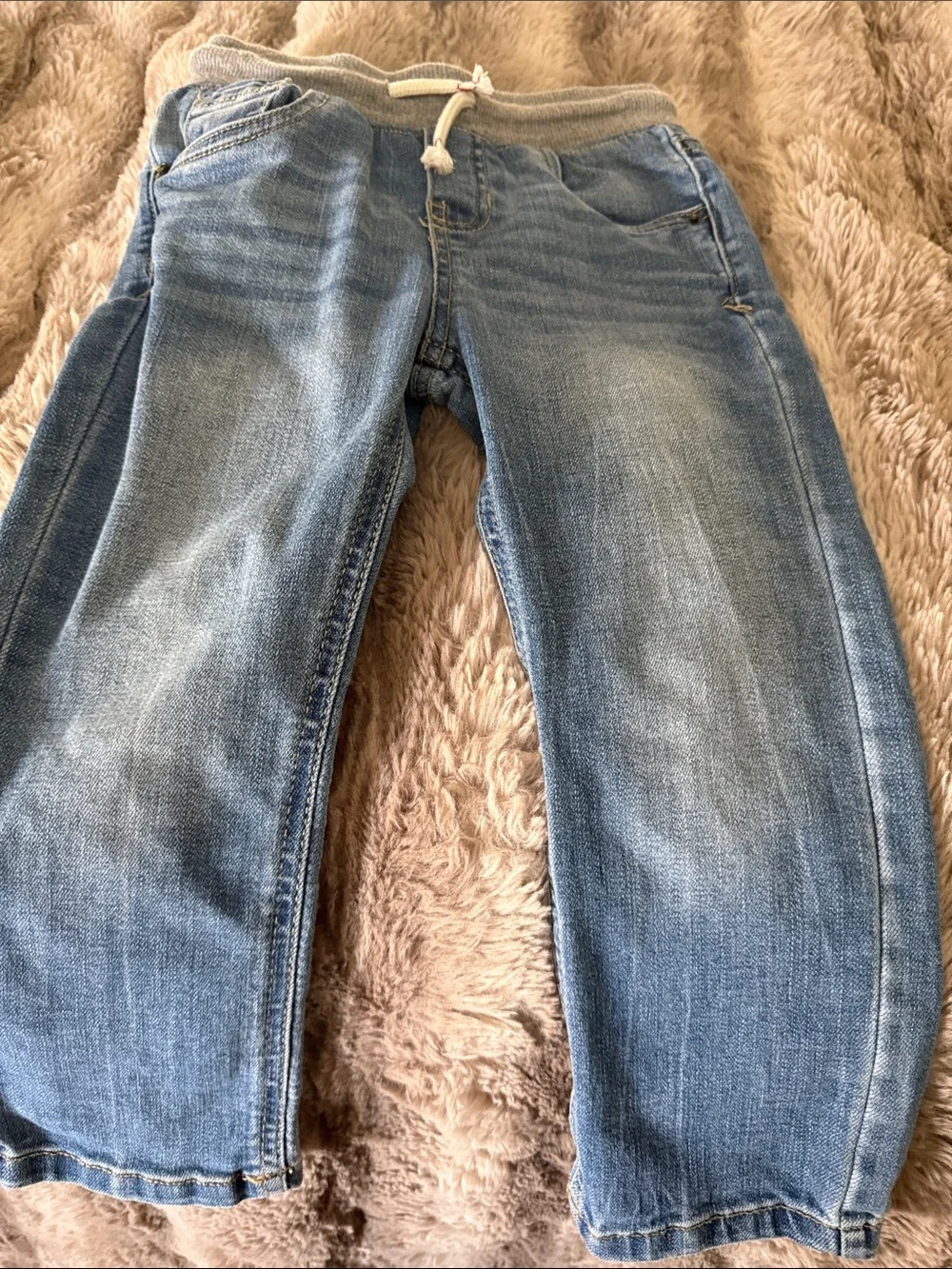 Light Blue boys Jeans with Elastic Drawstring Waist